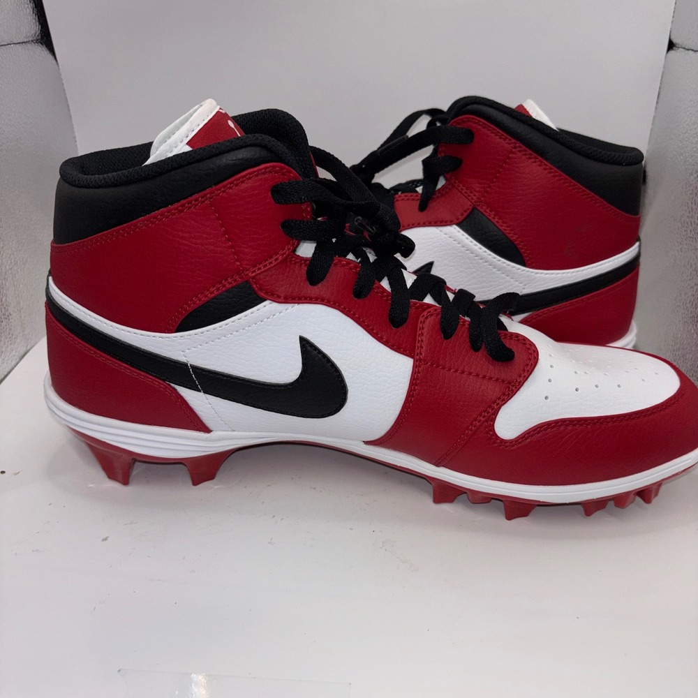 Jordan 1 Mid MCS Baseball Cleats Chicago Red White Black FJ6805-106 Mens 13